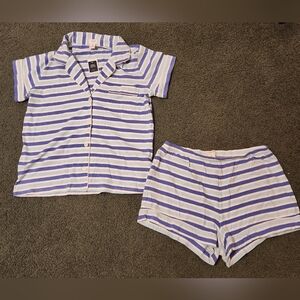 J.Crew Women's 2-Piece Pajama Set Size S 100% Cotton Blue White Striped NWT Sp24